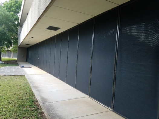 Solar screens on Austin commercial building